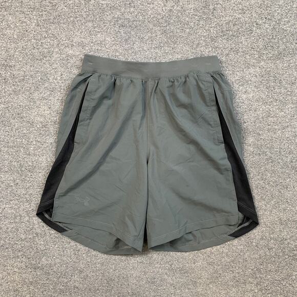 Under Armour Shorts Mens S Small Launch 7" Grey Black Fitted Brief Lined Running - Picture 2 of 12